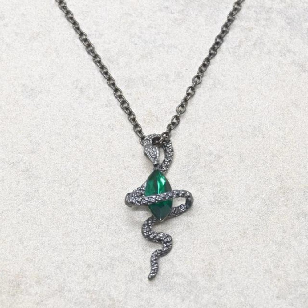Gothic Emerald Snake Necklace